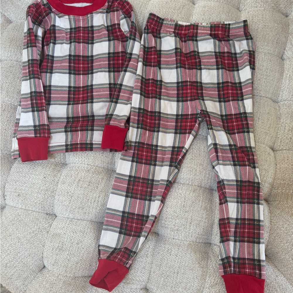 Pottery Barn Kids Red and White Pajama Set Classic Plaid Design